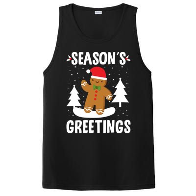 Season's Greetings Gingerbread Snowboarding Boarder Funny Gift PosiCharge Competitor Tank