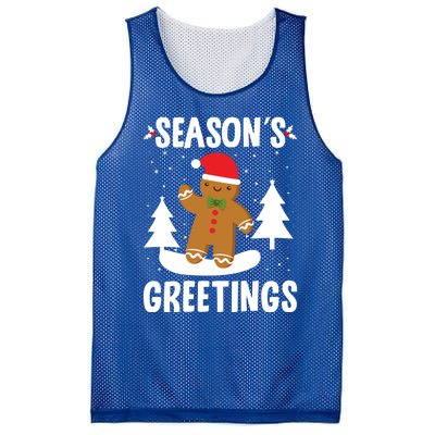 Season's Greetings Gingerbread Snowboarding Boarder Funny Gift Mesh Reversible Basketball Jersey Tank