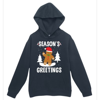 Season's Greetings Gingerbread Snowboarding Boarder Funny Gift Urban Pullover Hoodie