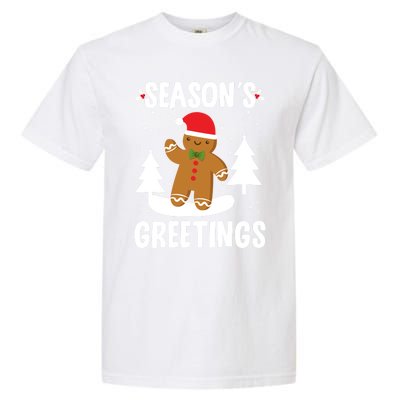 Season's Greetings Gingerbread Snowboarding Boarder Funny Gift Garment-Dyed Heavyweight T-Shirt