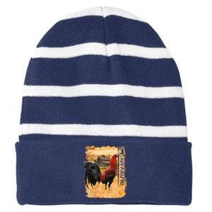 Soy Gallero Gamefowl Rooster Cockfighting Enthusiast Striped Beanie with Solid Band