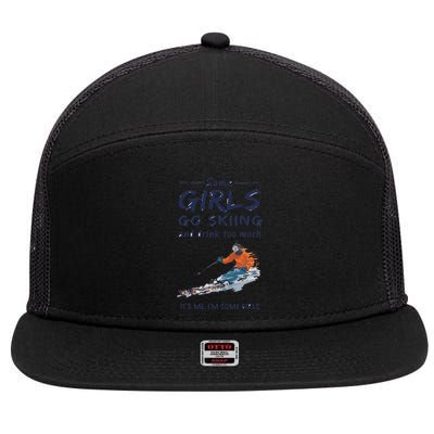 Some Girl Go Skiing And Drink To Much 7 Panel Mesh Trucker Snapback Hat