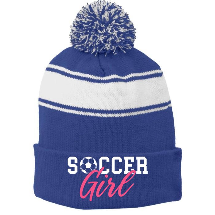 Soccer Great Gift Stripe Pom Pom Beanie