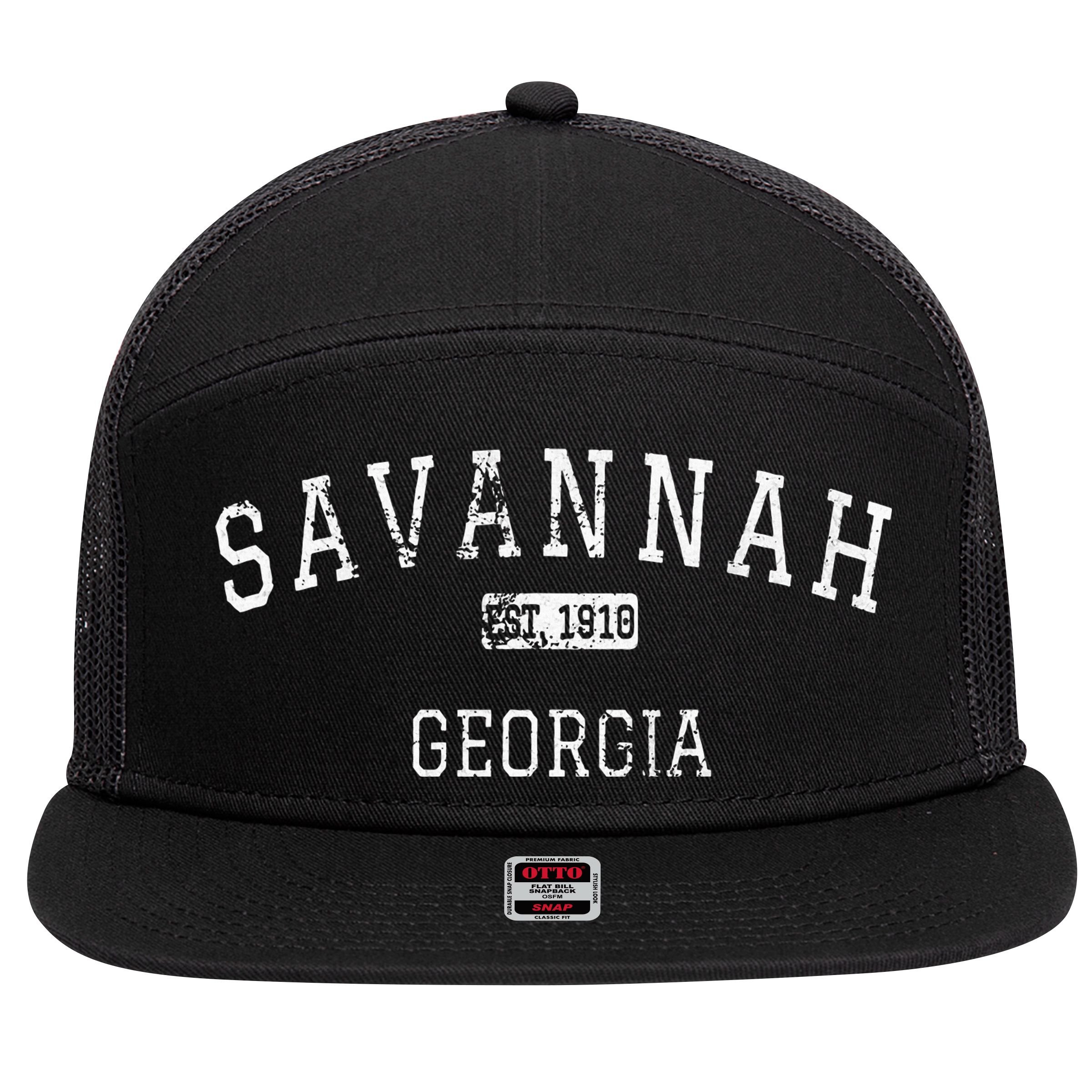 Savannah Georgia Ga Vintage 7 Panel Mesh Trucker Snapback Hat