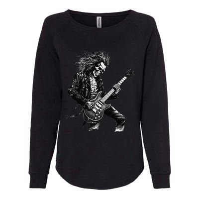 Skeleton Guitar Guy Rock And Roll Band Rock On Womens California Wash Sweatshirt