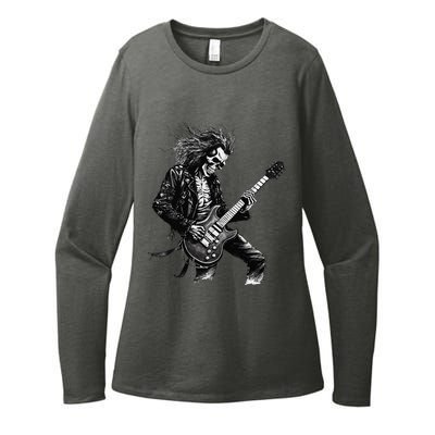 Skeleton Guitar Guy Rock And Roll Band Rock On Womens CVC Long Sleeve Shirt