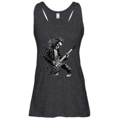 Skeleton Guitar Guy Rock And Roll Band Rock On Ladies Essential Flowy Tank