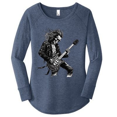 Skeleton Guitar Guy Rock And Roll Band Rock On Women's Perfect Tri Tunic Long Sleeve Shirt