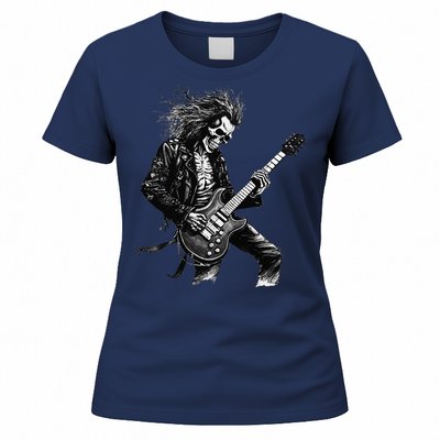 Skeleton Guitar Guy Rock And Roll Band Rock On Women's T-Shirt