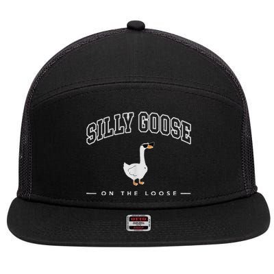 Silly Goose Goose On The Loose Funny Silly Goose University 7 Panel Mesh Trucker Snapback Hat