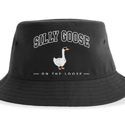 Silly Goose Goose On The Loose Funny Silly Goose University Sustainable Bucket Hat