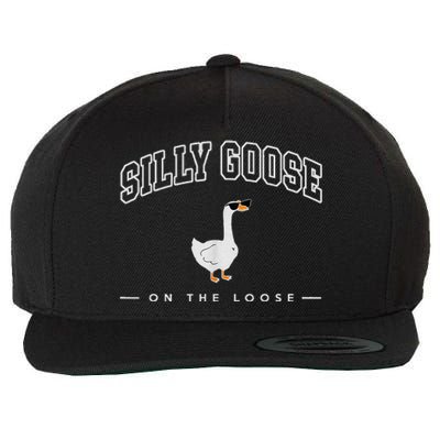 Silly Goose Goose On The Loose Funny Silly Goose University Wool Snapback Cap