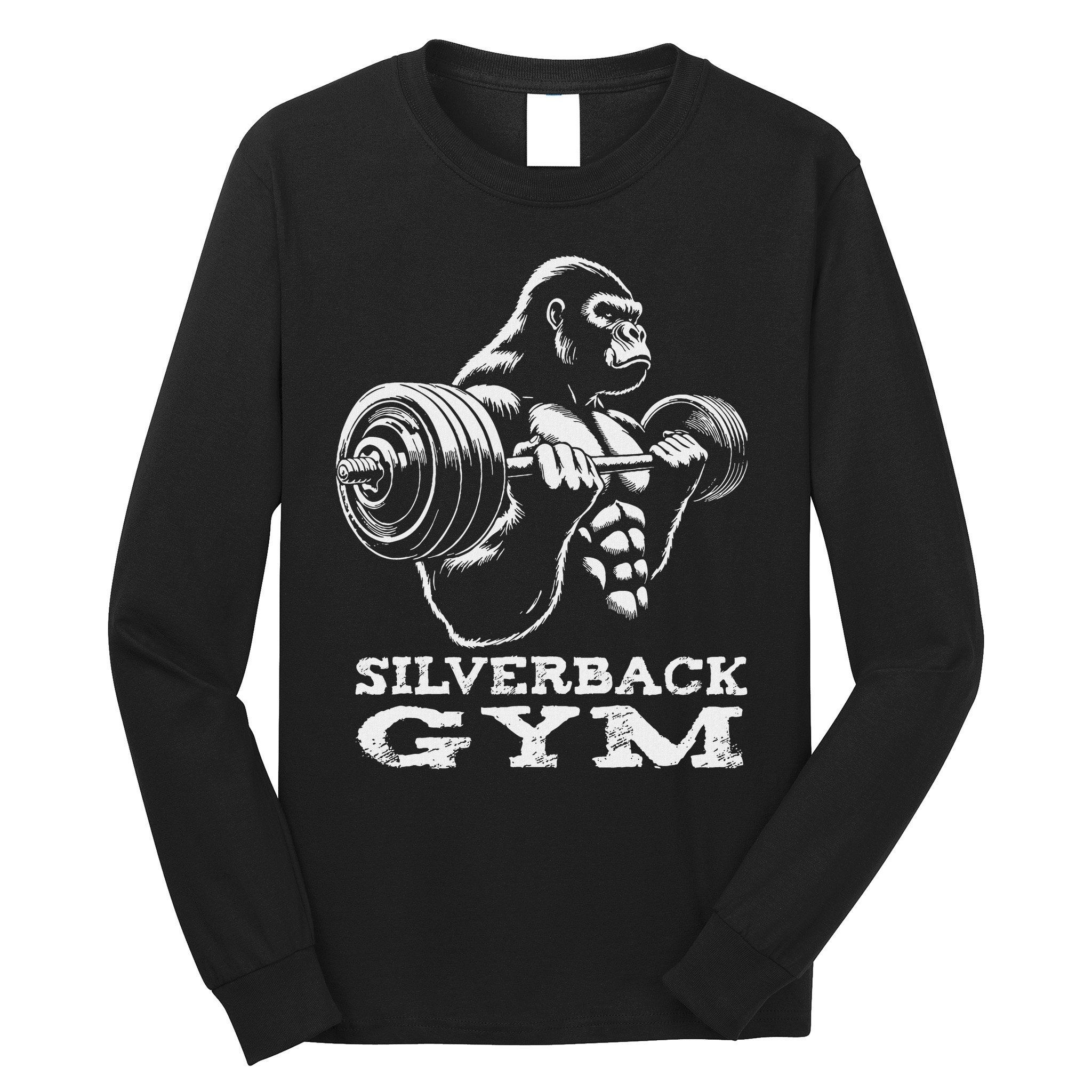 Silverback Gym Gorilla Weightlifting Workout Fitness Long Sleeve Shirt