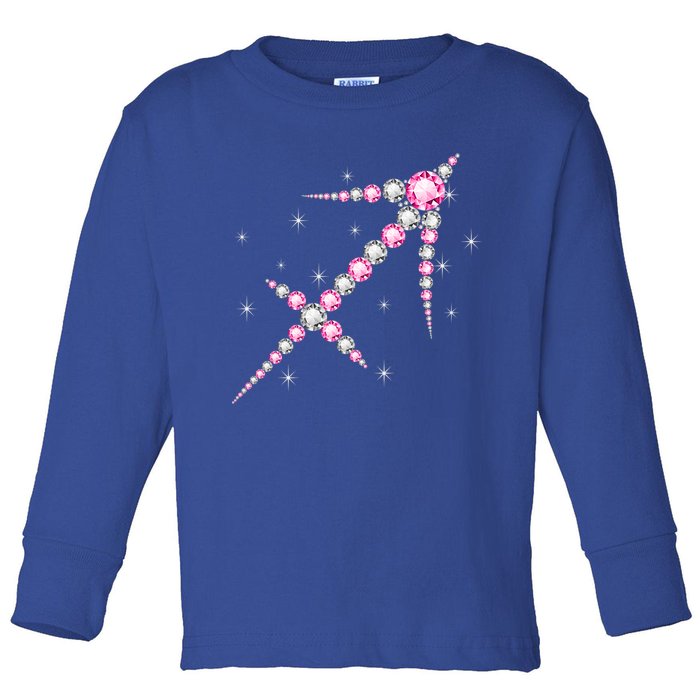 Sagittarius Great Gift Astrology Birthday Pink Diamond Cute Gift Toddler Long Sleeve Shirt