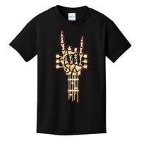 Skeleton Guitar Gifts Rock and Roll Skeleton Hand Sign Kids T-Shirt