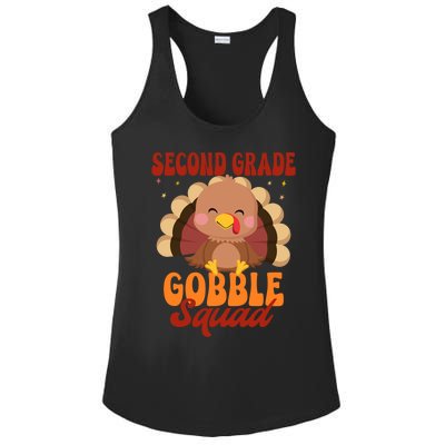 Second Grade Gobble Squad Cute Turkey Thanksgiving Teacher Great Gift Ladies PosiCharge Competitor Racerback Tank