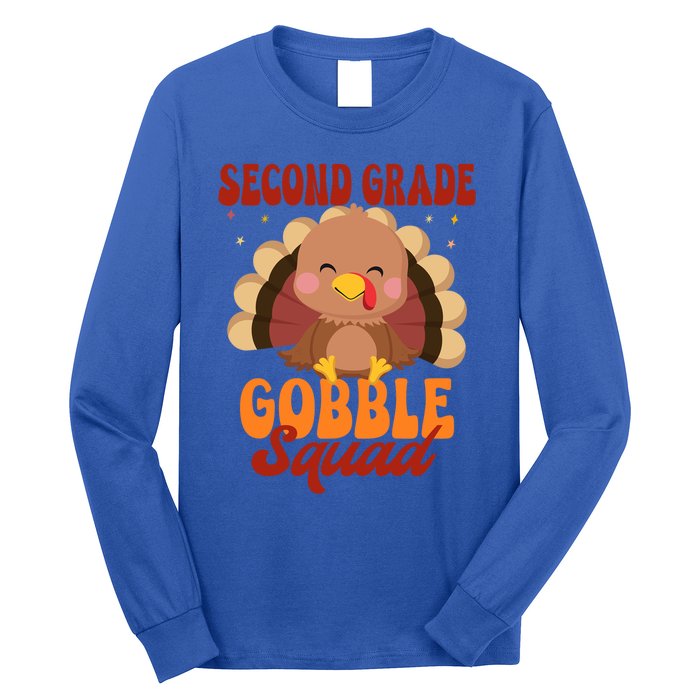 Second Grade Gobble Squad Cute Turkey Thanksgiving Teacher Great Gift Long Sleeve Shirt