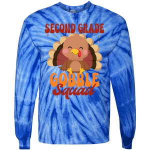 Second Grade Gobble Squad Cute Turkey Thanksgiving Teacher Great Gift Tie-Dye Long Sleeve Shirt