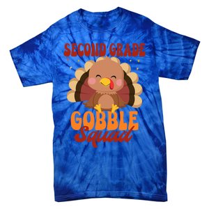 Second Grade Gobble Squad Cute Turkey Thanksgiving Teacher Great Gift Tie-Dye T-Shirt