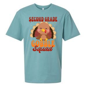 Second Grade Gobble Squad Cute Turkey Thanksgiving Teacher Great Gift Sueded Cloud Jersey T-Shirt