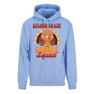 Second Grade Gobble Squad Cute Turkey Thanksgiving Teacher Great Gift Unisex Surf Hoodie