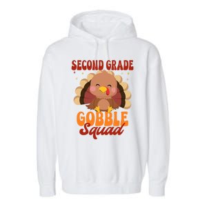 Second Grade Gobble Squad Cute Turkey Thanksgiving Teacher Great Gift Garment-Dyed Fleece Hoodie