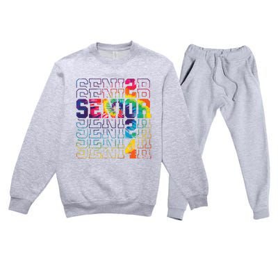 Senior Graduation Gift Girl Class Of 2024 Senior Tie Dye Premium Crewneck Sweatsuit Set