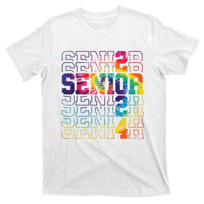 Senior Graduation Gift Girl Class Of 2024 Senior Tie Dye T-Shirt