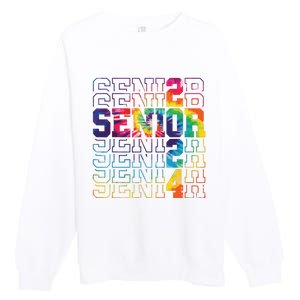 Senior Graduation Gift Girl Class Of 2024 Senior Tie Dye Premium Crewneck Sweatshirt