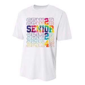 Senior Graduation Gift Girl Class Of 2024 Senior Tie Dye Performance Sprint T-Shirt