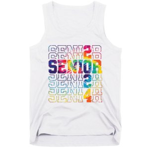 Senior Graduation Gift Girl Class Of 2024 Senior Tie Dye Tank Top