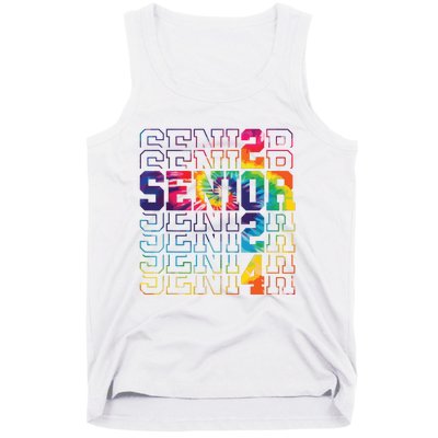 Senior Graduation Gift Girl Class Of 2024 Senior Tie Dye Tank Top