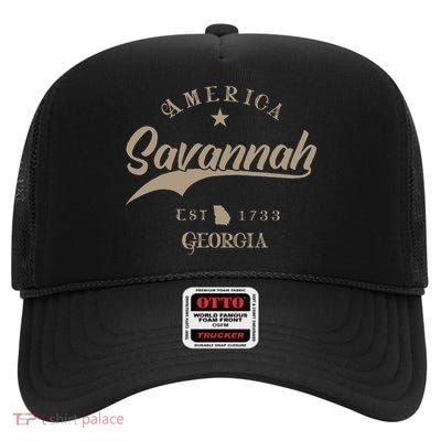 Savannah Ga Georgia High Crown Mesh Back Trucker Hat