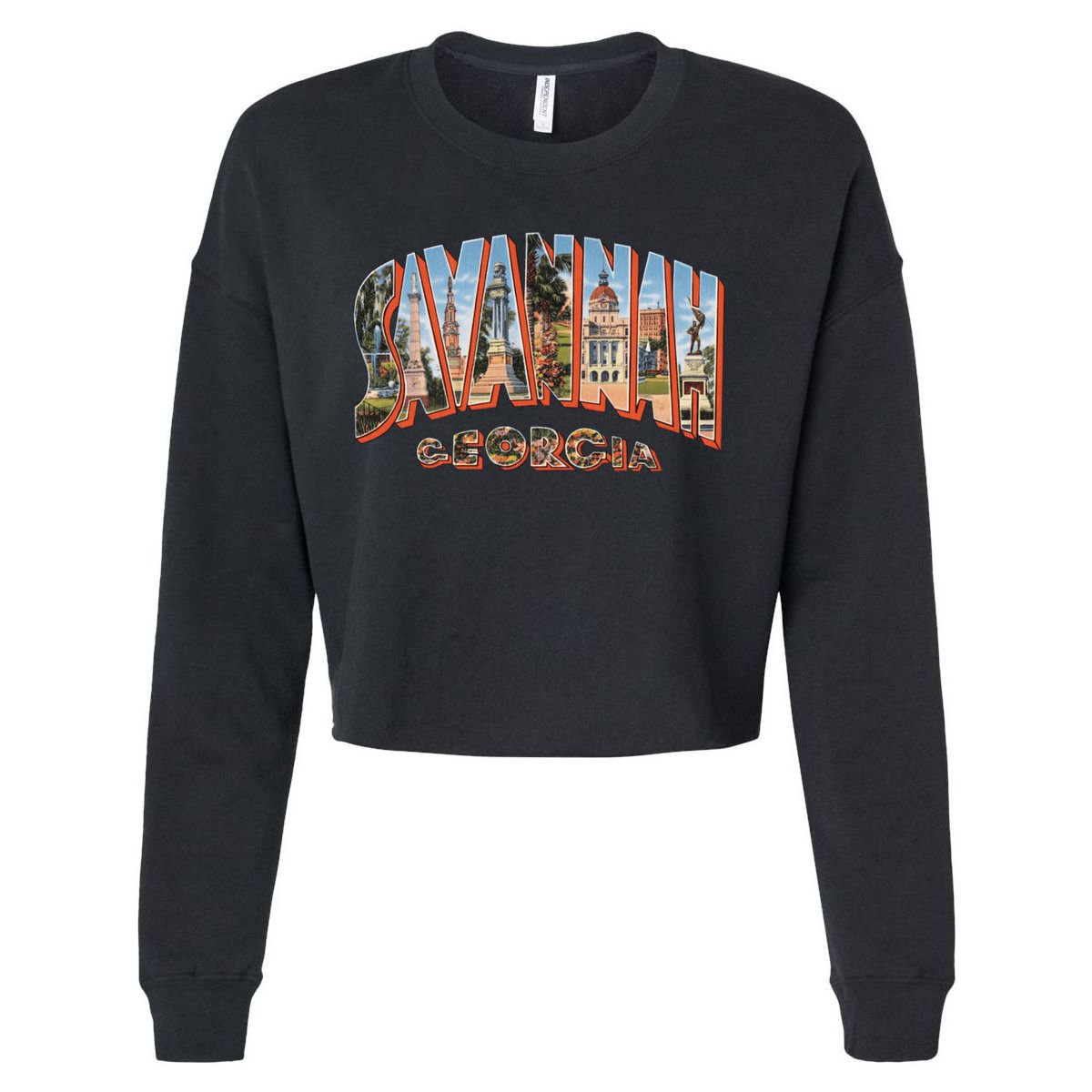 Savannah Georgia GA Vintage Retro Souvenir Cropped Pullover Crew