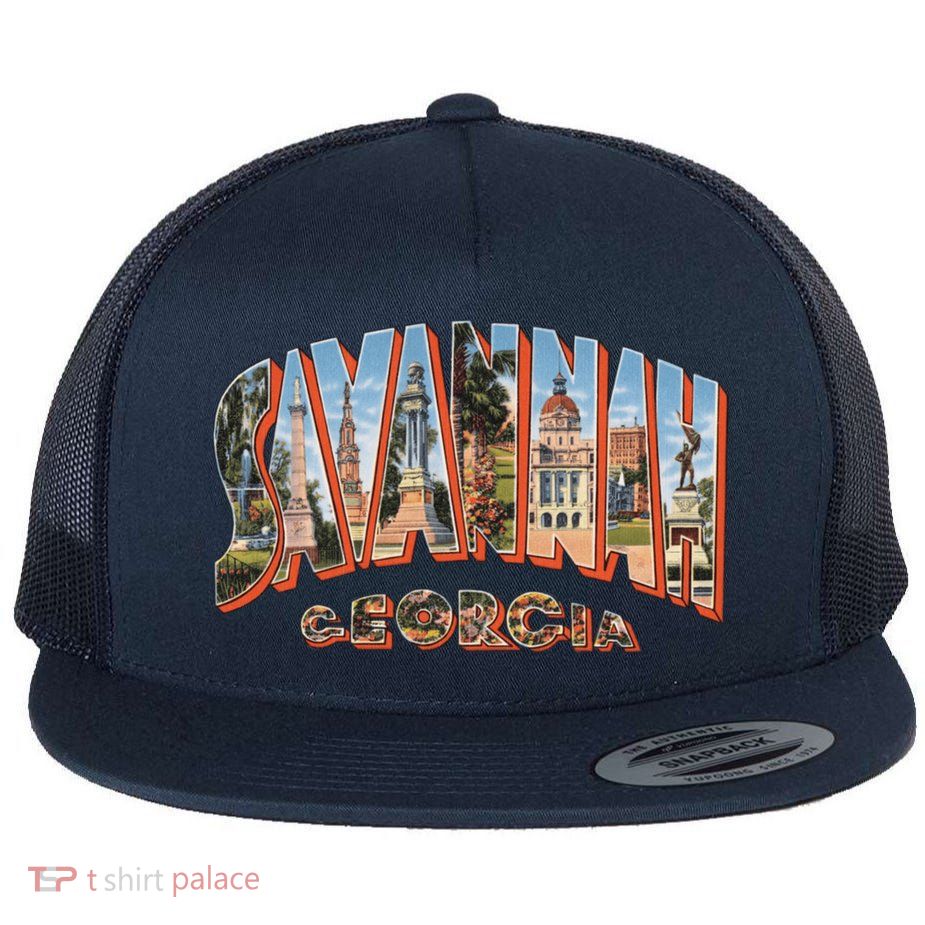 Savannah Georgia GA Vintage Retro Souvenir Flatbill Hat