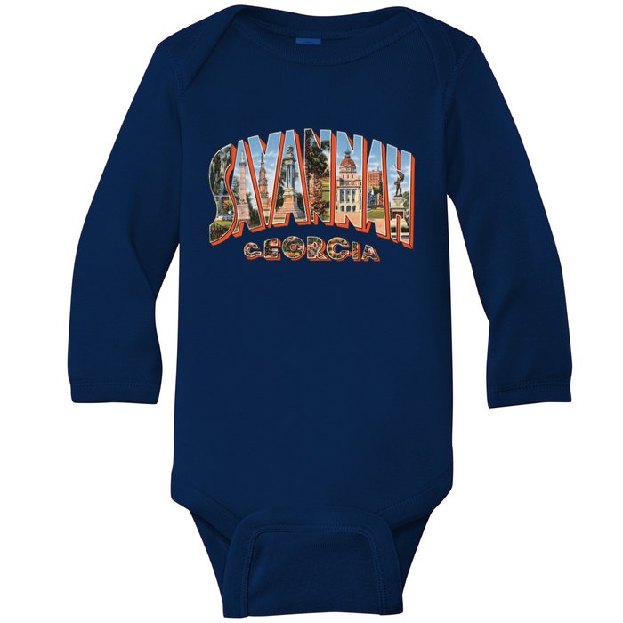 Savannah Georgia GA Vintage Retro Souvenir Baby Long Sleeve Bodysuit