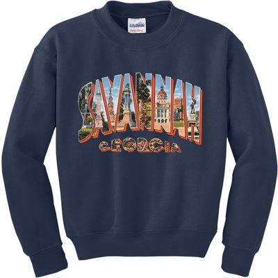 Savannah Georgia GA Vintage Retro Souvenir Kids Sweatshirt