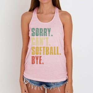 Softball Great Gift For N Sorry Cant Softball Bye Funny Gift Women's Knotted Racerback Tank