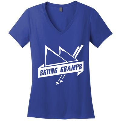 Skiing Gramps Grandpa Grandad Skier Ski Gift Women's V-Neck T-Shirt