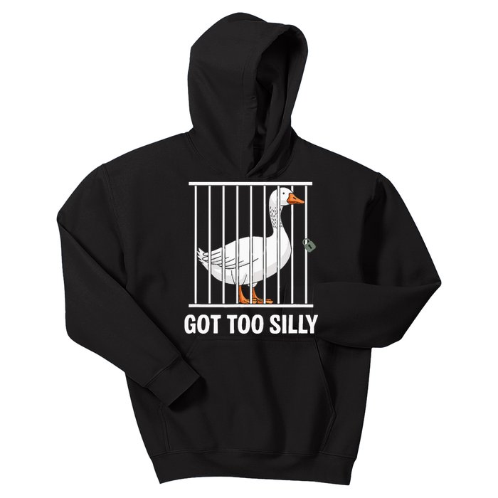 Silly Goose Got Too Silly Kids Hoodie