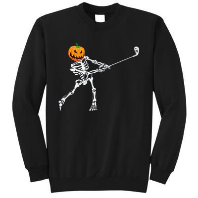 Skeleton Golf Halloween Pumpkin Golfing Golfer Sweatshirt