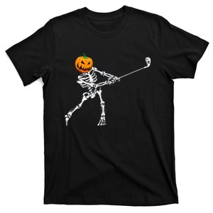 Skeleton Golf Halloween Pumpkin Golfing Golfer T-Shirt