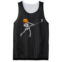 Skeleton Golf Halloween Pumpkin Golfing Golfer Mesh Reversible Basketball Jersey Tank