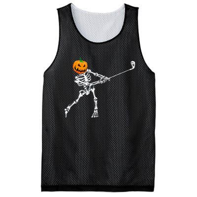 Skeleton Golf Halloween Pumpkin Golfing Golfer Mesh Reversible Basketball Jersey Tank