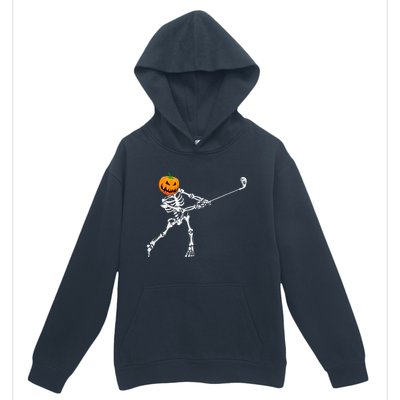 Skeleton Golf Halloween Pumpkin Golfing Golfer Urban Pullover Hoodie