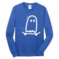 Skateboard Ghost Halloween Costume Funny Ghost Skateboarding Gift Tall Long Sleeve T-Shirt