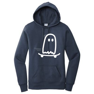 Skateboard Ghost Halloween Costume Funny Ghost Skateboarding Gift Women's Pullover Hoodie