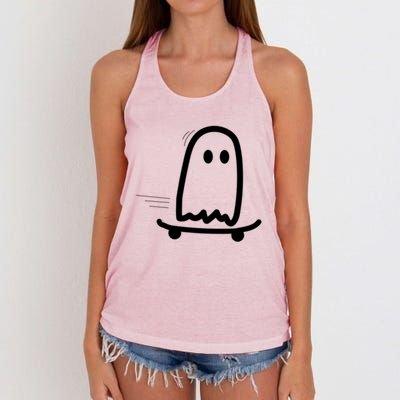 Skateboard Ghost Halloween Costume Funny Ghost Skateboarding Gift Women's Knotted Racerback Tank