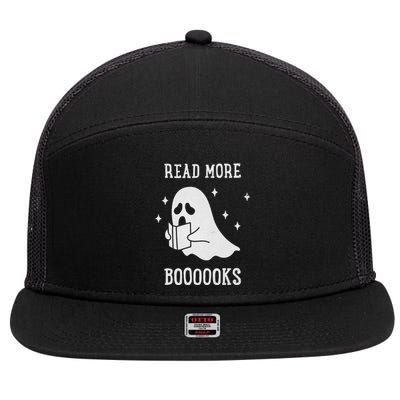 Spooky Ghost Halloween Reads 7 Panel Mesh Trucker Snapback Hat