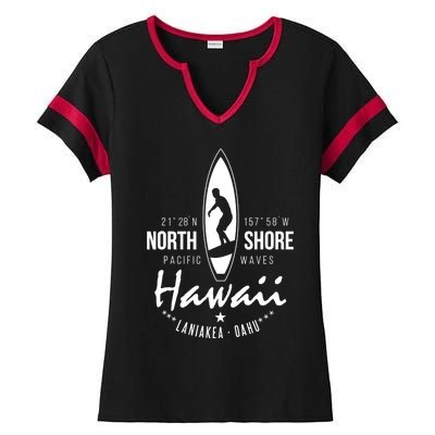 Surfer Gift Hawaii North Shore Laniakea Beach Oahu Ladies Halftime Notch Neck Tee